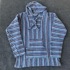 El Paso Saddleblanket Hoodie Mens Medium Baja Stripe Pullover Boho Surf Ethnic